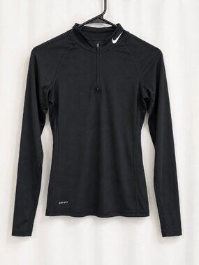 Nike Pro Dri-FIT Fitted 1/4 Zip Long Sleeve Performance Top XS Black